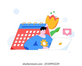 Flat vector illustration of business people operating work scene
