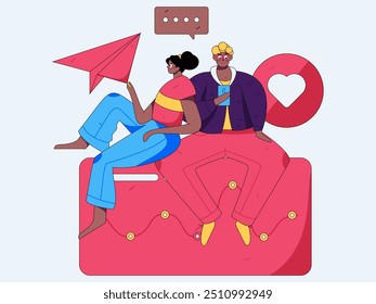 Flat vector illustration of business people operating work scene
