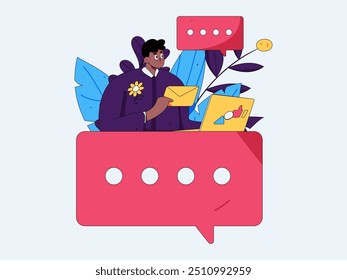 Flat vector illustration of business people operating work scene

