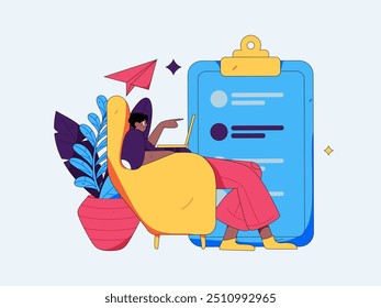 Flat vector illustration of business people operating work scene
