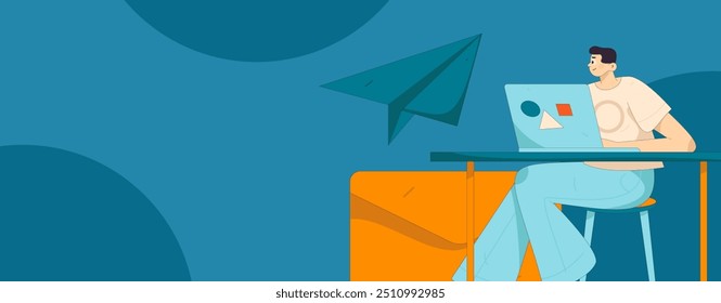 Flat vector illustration of business people operating work scene
