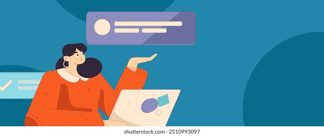 Flat vector illustration of business people operating work scene
