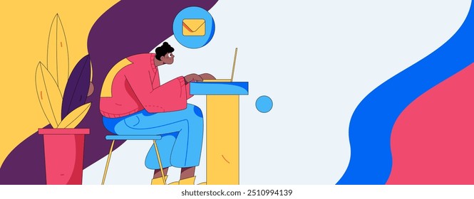 Flat vector illustration of business people operating work scene
