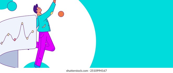Ilustración vectorial plana de gente de negocios que opera la escena de trabajo
