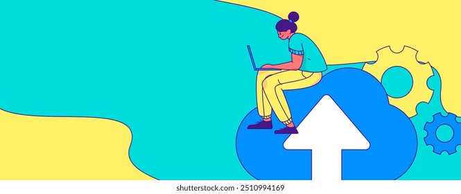 Flat vector illustration of business people operating work scene
