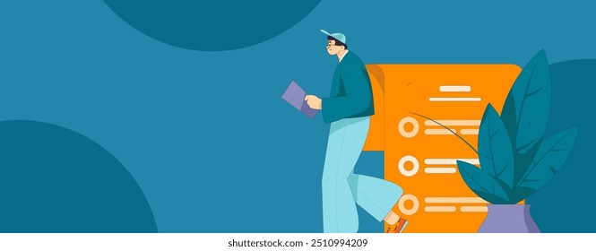 Flat vector illustration of business people operating work scene
