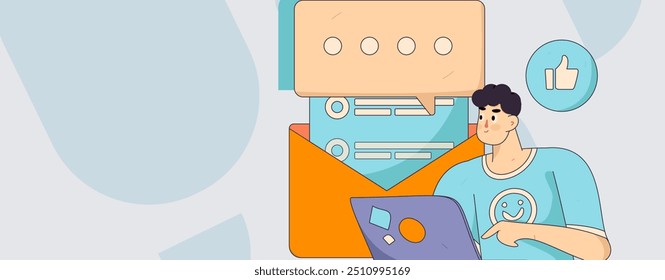 Flat vector illustration of business people operating work scene
