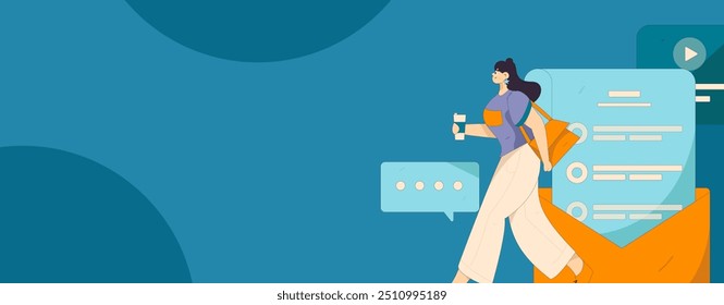 Flat vector illustration of business people operating work scene
