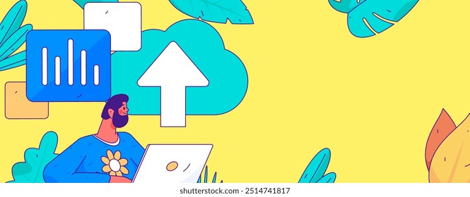 Flat vector illustration of business people operating work scene
