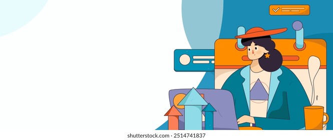 Flat vector illustration of business people operating work scene
