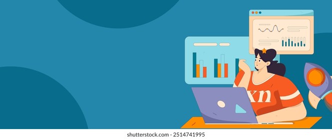 Flat vector illustration of business people operating work scene
