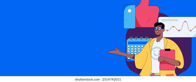 Ilustración vectorial plana de gente de negocios que opera la escena de trabajo
