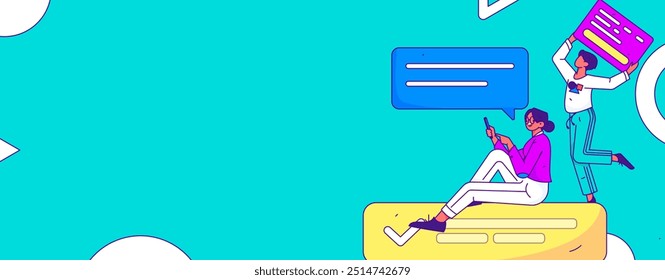 Flat vector illustration of business people operating work scene
