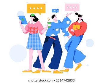 Flat vector illustration of business people operating work scene
