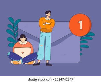 Flat vector illustration of business people operating work scene
