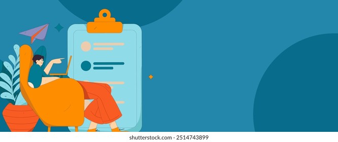Flat vector illustration of business people operating work scene
