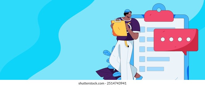 Flat vector illustration of business people operating work scene
