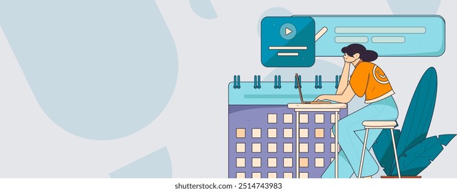 Flat vector illustration of business people operating work scene
