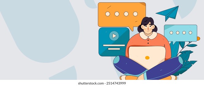 Flat vector illustration of business people operating work scene
