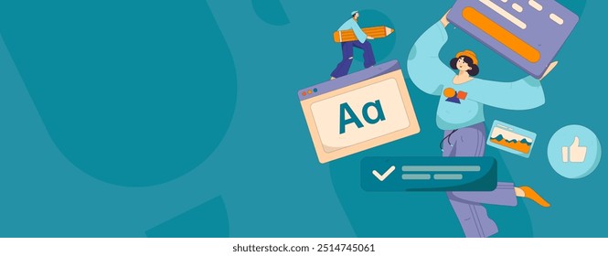 Flat vector illustration of business people operating work scene
