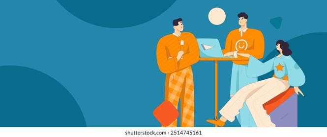 Ilustración vectorial plana de gente de negocios que opera la escena de trabajo
