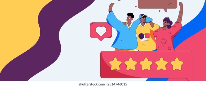 Ilustración vectorial plana de gente de negocios que opera la escena de trabajo
