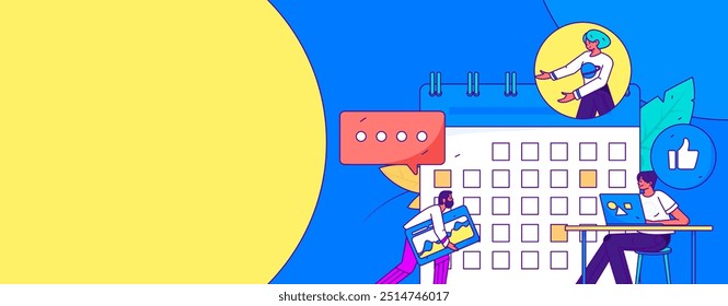 Flat vector illustration of business people operating work scene
