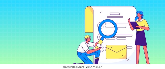 Flat vector illustration of business people operating work scene
