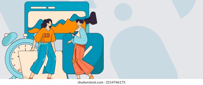 Flat vector illustration of business people operating work scene
