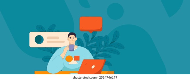 Ilustração de vetor plano de pessoas de negócios que operam a cena de trabalho
