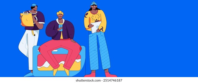Flat vector illustration of business people operating work scene
