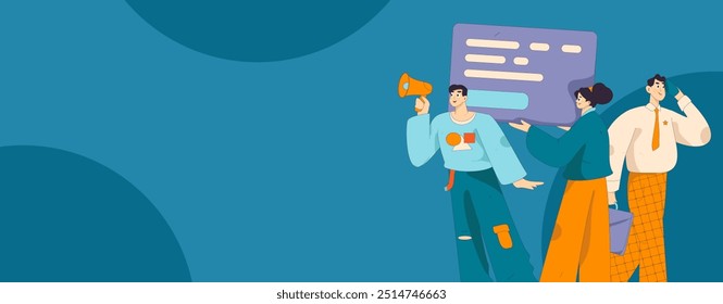 Flat vector illustration of business people operating work scene
