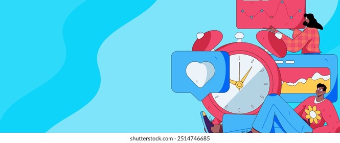 Flat vector illustration of business people operating work scene
