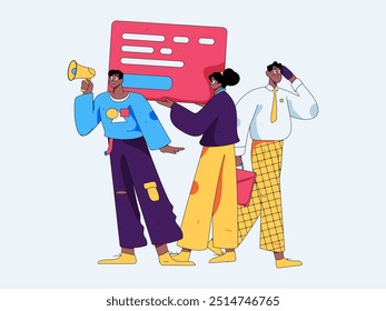 Flat vector illustration of business people operating work scene
