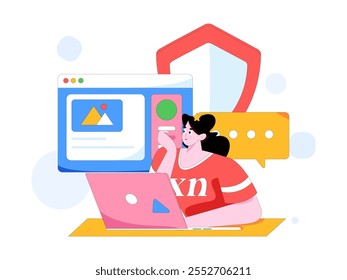 Ilustración vectorial plana de gente de negocios que opera la escena de trabajo
