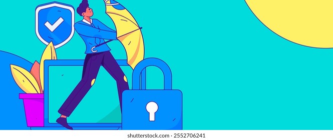 Flat vector illustration of business people operating work scene
