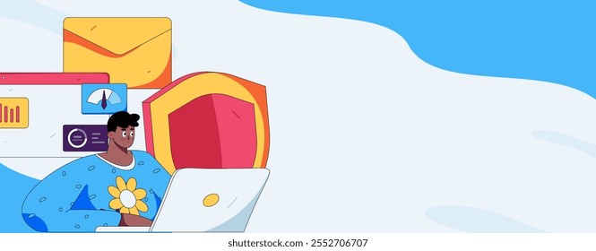 Flat vector illustration of business people operating work scene
