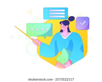 Flat vector illustration of business people operating work scene
