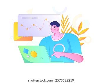 Flat vector illustration of business people operating work scene
