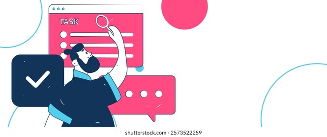 Flat vector illustration of business people operating work scene
