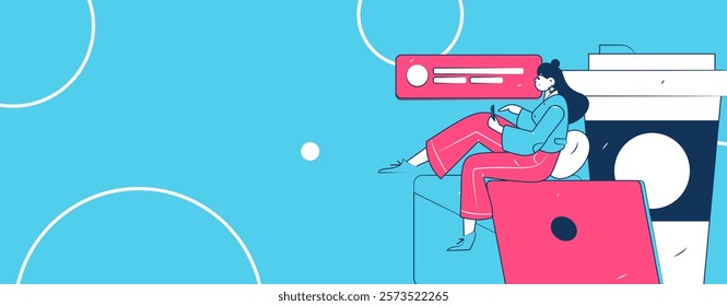 Flat vector illustration of business people operating work scene
