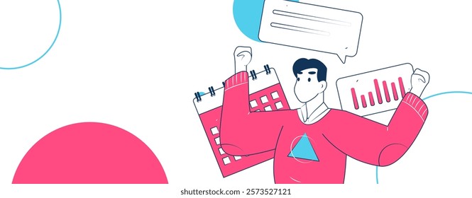 Flat vector illustration of business people operating work scene
