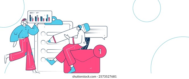 Flat vector illustration of business people operating work scene
