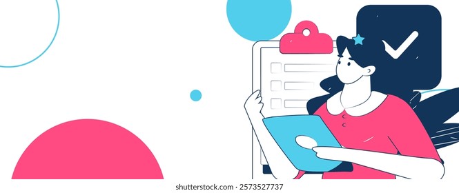 Flat vector illustration of business people operating work scene
