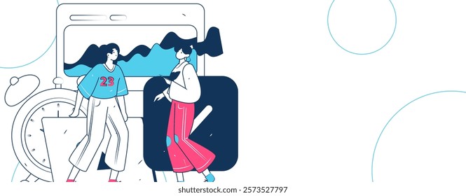 Flat vector illustration of business people operating work scene
