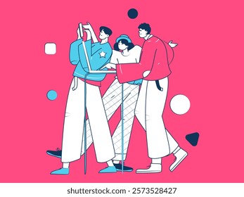 Flat vector illustration of business people operating work scene
