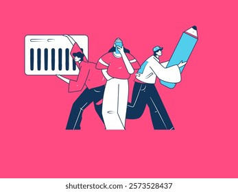 Flat vector illustration of business people operating work scene
