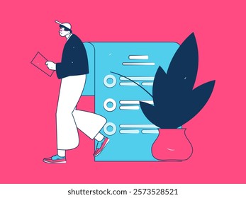 Flat vector illustration of business people operating work scene
