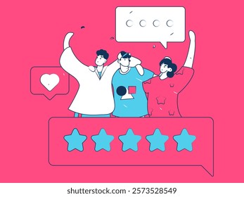 Flat vector illustration of business people operating work scene

