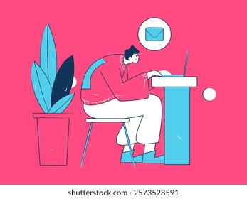 Flat vector illustration of business people operating work scene
